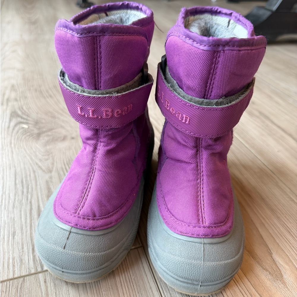 L.L. Bean Kids Pink and Gray Snow Boots